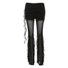 Aesthetic Sexy See Through Pants Women Dark Gothic Streetwear Vintage Coquette Grunge Ruffle Patchwork Flare Pants Femme