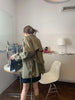 Women's Vintage Trench Coat Jacket with Belt Double Breasted Short Slim Windbreaker