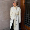 Detachable Triangle Shawl Long Puffer Coat Stand Collar Waist Tie Belt Button Solid Loose Women Coats Winter Commute Outfit