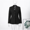 Pinstripe Women's Blazer Coats Back Cut Out Tie Long Sleeve Jackets for Woman Lapel Collar Navy Striped Suit Jacket Office Chic