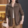 Knitted Cardigan Jacket Women Sweater Autumn Winter Lapel Zipper Sweater Jacket Loose Solid Outerwear Female Sweatshirt Tops