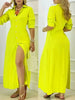 Elegant Long Sleeve Button Front Maxi Shirt Dress with Side Split for Women Casual Chic