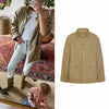 Old Money Aesthetic Jackets in Cotton Coats with Pockets Design Women Corduroy Collar Jacket