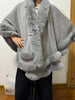 Women 2 Circle Wraps Long Faux Rabbit Fur Cape Poncho Winter Loose Thick Warm Shawl Outerwear Knitted Cloak Overcoat