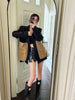 Original Design Blazer Women Loose Spliced Pocket Korean Shrug Notched Single Breasted Blazer Mujer Femal with Belt