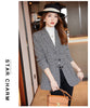 Coffee Plaid Blazer Women Tempeament Wool Long Sleeve Slim Jacket Office Ladies Work Coat Gray Tops