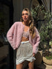Lazy Style Wool Cardigan Women's Spring and Autumn Loose Round Neck Knitted Short Jacket Soft Long Sleeved Sweater