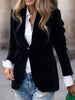 Elegant Velour Blazers Women Retro Single Button Suit Collar Jacket Blazer Coat Autumn Long Sleeve Simple Outerwear