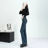 Winter Female Thin Snow Warm Plush Jeans Lady Chic Fleece Flared Pants Girls Korean High Waist Straight Leg Denim Trousers