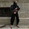 Black Stand Collar Woolen Coats Women's High Street Buttons Full Sleeve Short Overcoats Autumn Female Solid Outwear