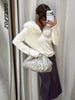 Women's Knitwear Faux Fur Collar Patchwork Knitted Cardigan Autumn Female Long Sleeve Single Breasted Solid Coats Chic Partywear