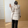 Winter Women's Down Jackets Ultra Light Warm Cusual Coat Female Puffer Jacket With Belt Plus Size Hooded Short Parka