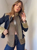 Retro Stand Collar Napoleon Slim Jacket Women Chic Navy Style Full Sleeve Gold Embroidered Coat Lady High Street Outwear