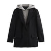 European and American style girl retro autumn women's hooded suit jacket female fake two-piece versatile