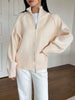 Lazy Style Sweater Jacket for Women Autumn Winter Thicken Warm Soft Knitted Cardigans Zipper Stand Collar Cardigan