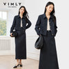 Women's Vintage Elegant Denim Skirt Set Long Sleeve Lapel Denim Jacket Split A-line Skirt Office Lady Denim Suits M8307