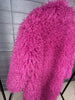 Colorful Women's Furry Coat Rose Pink Faux Fur Coat Suit Collar Autumn Winter Thick Cardigan Long Overcoat Chic 2DB5859