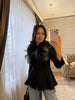 Elegant Solid Slim Short Jacket Women Chic Stand Collar Double Buttons Waist Cinching Pleated A-line Coat Lady Spring Daily Wear