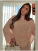 Minimalist Pink Chiffon Stand Collar Dresses Women Slim Fit Layered Shawl Sleeve Vestido Summer Beach Vacation Daily Gown