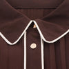 Women Brown With Belt Pleated Midi Dress Front Button Long Sleeve Chiffon Autumn Dresses Female Office Vestidos