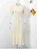 Elegant Knit Dress For Women White Slim O-neck Single Breasted Short Sleeve Long Dresses Female Spring Lady Robe T88X