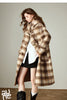 Women Woolen Long Coat Winter Nomadic Style Sheep Wool Plaid Hooded Cow Horn Buckle Female Overcoat