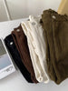 Retro High Waist Corduroy Pants Women Spring Fall Straight Causal Full Length Trousers Korean Baggy Black Pants