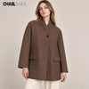 Women's Autumn Winter Vintage Pockets Wool Blazer Coat Casual Solid Long Sleeves Loose Outerwear Ladies