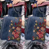 Autumn Winter Large Size Heavy Industry Embroidered Jeans Drilled High Waist Stretch Denim Pants Women Micro Jeans
