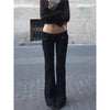 Women's Low Rise Jeans Black Flared Denim Pants Gyaru American Retro Korean Cyber Punk Trumpet Jeans Y2k Skinny Bell Bottom