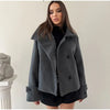 Solid Faux Suede Jackets Women's Stand Collar Full Sleeves Zip Cropped Coat Autumn Winter Lady Casual Outerwear