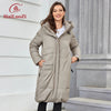 Women Winter Coat Long Thick Parkas Zip Up Warm Female Outwear Slant Pocket Drawstring Hem Women's Jackets 1107