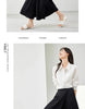 Black Wide-Leg Pants Autumn Flowy Ankle-Length Side Zipper Detail Trousers Office Lady Commuter Bottoms A1738