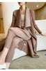 Pleated Long Trench Thin Temperament Solid Color Big Lapel Open Stitch Coat Female Coat Autumn 2C785