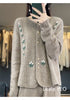 Autumn Winter Round Neck Embroidery Comfortable Ladies Sweater Coat Elegant Women Knitted Cardigan Sweater Jacket