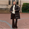 Printed Women's Winter Jacket Hooded Mid Length Padded Coat Belted Waist Padded Coat Vintage Leopard Print Winter Warm Wear