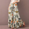Floral Print Wide Leg Women Pants Spring Drawstring Bohemia Trousers Lady Casual Loose Elastic Waist Pantalonsw Plus Size