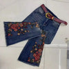 Autumn Winter Large Size Heavy Industry Embroidered Jeans Drilled High Waist Stretch Denim Pants Women Micro Jeans