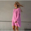 Women Sequined Fluffy Knit Cardigan Zip Up Stand Collar Loose Long Sleeve Sweater Jacket Autumn Party Casual Outerwear