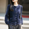 Winter Women's Clothing Tops Brushed Wool Cardigans O Neck Yellow Warm Causal Sweater Soft Solid Knitted Coats B1713005
