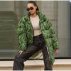 Printed Women's Winter Jacket Hooded Mid Length Padded Coat Belted Waist Padded Coat Vintage Leopard Print Winter Warm Wear