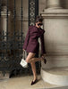 Chic Burgundy Blazer Mini Dress Women Full Sleeve Waist Cinching Slim Short Dresses Lady Daily Commute Vestidos