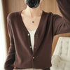 100% Cotton Women's Long Sleeve Top V-neck Coat Knitwear Cropped Coat Cardigans Sweaters Solid Casual 202