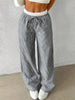 Women's Casual Striped Woven Wide Leg Pants Fall Winter Casual Stylish Full Length Trousers Y2K Clothes Streetwear