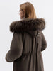 Women's Fur-Lined Down Parka with Wool Blending Mid-Length Winter Jacket for Winter Long Hooded Jacket