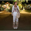 Floral Print Three-Piece Set Corset Top Oversized Blazer Wide Leg Pants Spring Vacation Women Outfit Chic Elegant Lady Suit