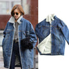 Female jacket Women Warm Thick Winter Long Sleeve Denim Jacket Long Jean Coat Outerwear Women jacket Overcoat