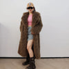 Colorful Fahionable Faux Fur Mongolian Jacket Long Tailored Collar Plush Winter Coat for Women Elegant Loose Fit Outerwear