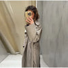 Women Casual Plaid Windbreaker Turn-down Collar Long Sleeve Belt Waist Jacket Spring High Street Lady Commute Coat