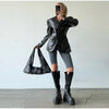 Crocodile Embossed Faux Leather Blazer Lapel Collar Long Sleeve Slim Waist Single Breasted Women Jacket Autumn Chic Coat